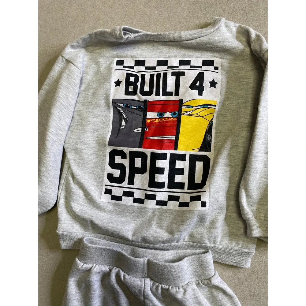 Disney Pixar Cars Lightning McQueen Gray Fleece Sweatshirt Joggers Set 4T